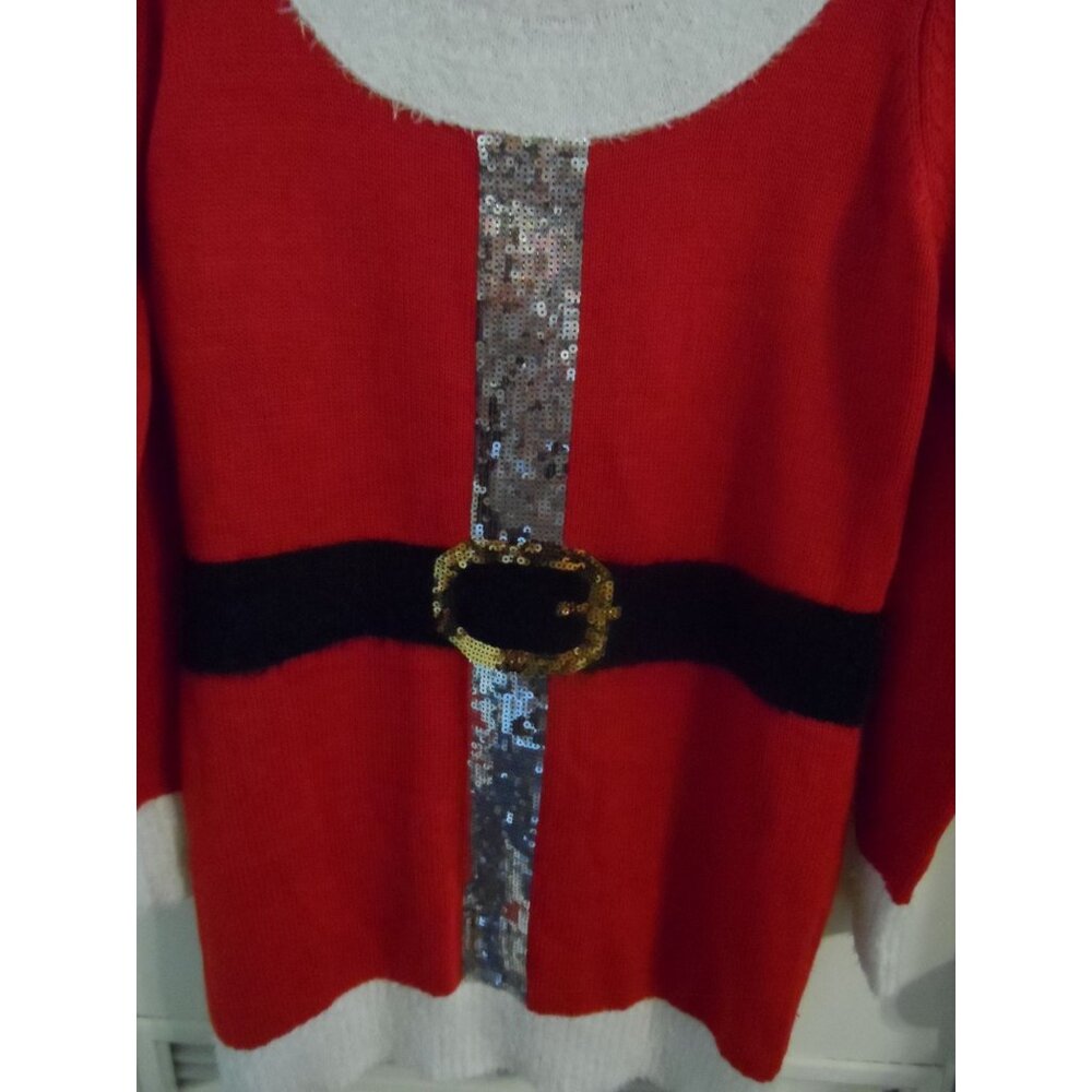Santa Claus Sequin Christmas Sweater Tunic or Dress Womens Size M - Picture 6 of 9